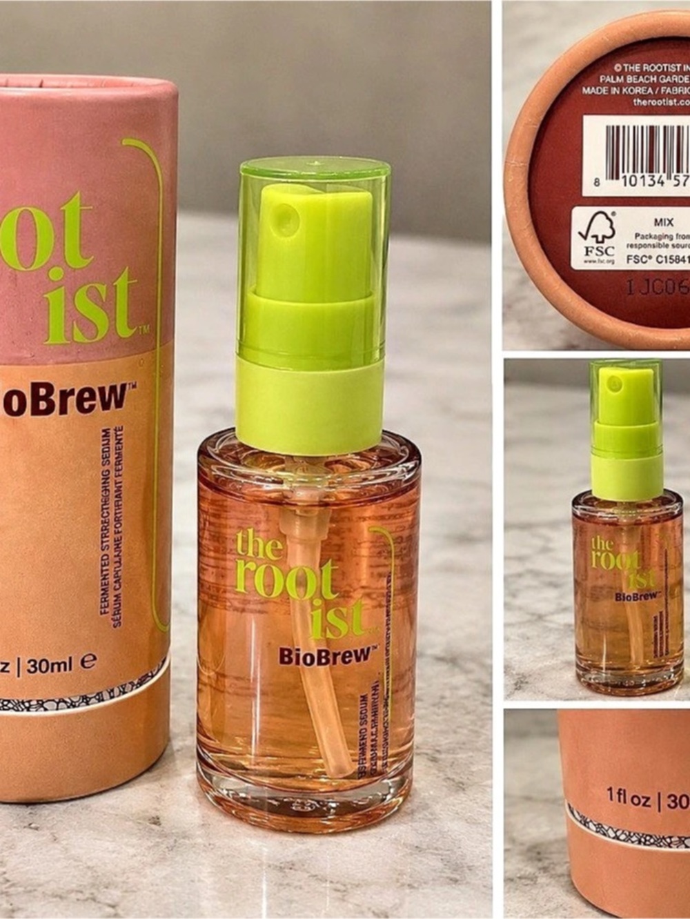 The Rootist BioBrew Fermented Strengthening Serum Spray in Orange & Green